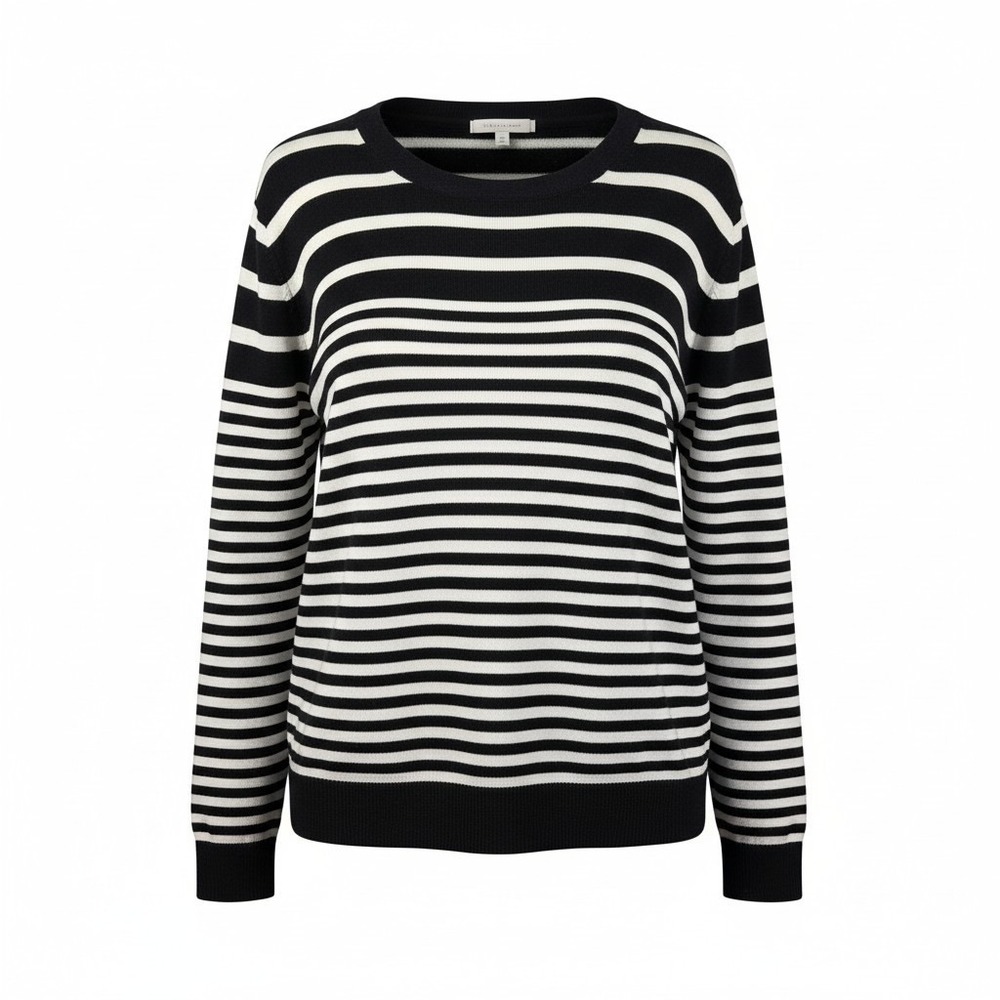 Banana Republic Striped Sweater Womens XL Black & White Forever Crew Neck Preppy